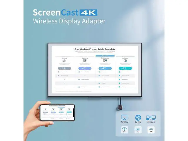 Alt view image 5 of 6 - 4K Wireless HDMI Display Adapter for APP YouTube TV Adapter for i-Phone, i-Pad, Android, Tablet, Laptop, HDTV Window/Monitor/Projector, Compatible with Miracast, AirPlay, DLNA