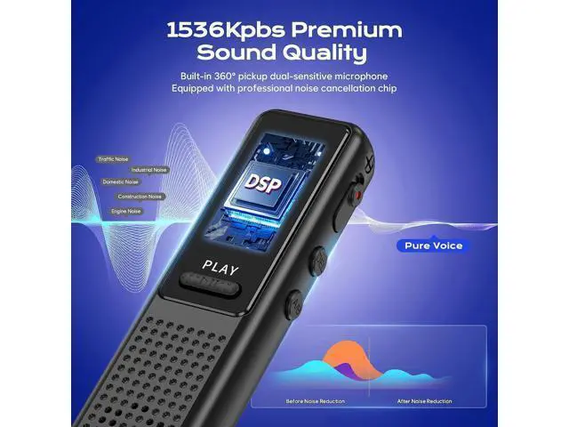 Alt view image 6 of 7 - 64GB Recorder - Upgraded digital voice-activated recorder with AI noise reduction, tape recording device for lecture meetings/courses/interviews