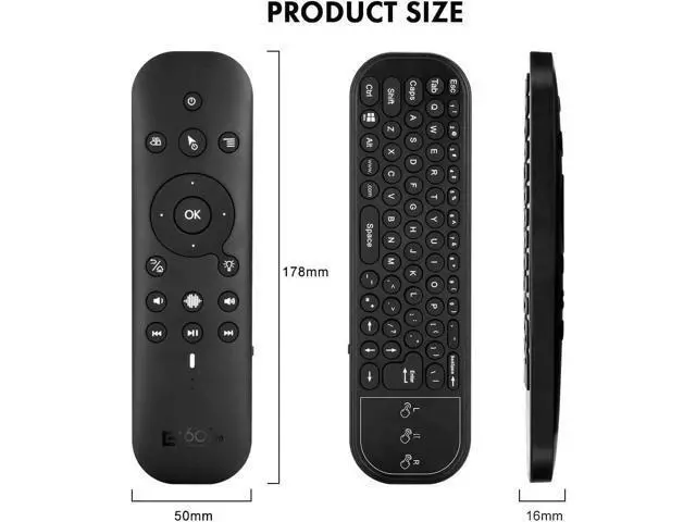 Alt view image 4 of 7 - Bluetooth Voice Remote with Keyboard, Air Mouse, Backlight, Rechargeable, 2.4G WiFi/BT5.0 Dual Mode, IR Learning - Compatible with Nvidia Shield, PC, Projector, Android TV Box, HTPC (G60S Pro)