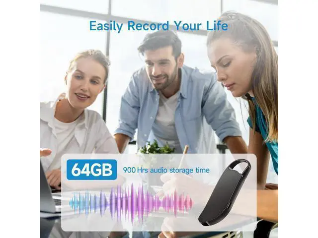 Alt view image 2 of 6 - Digital Voice Recorder, 64GB voice-activated recorder with noise reduction for work, lectures, meetings, interviews