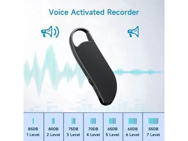 Alt view image 4 of 6 - Digital Voice Recorder, 64GB voice-activated recorder with noise reduction for work, lectures, meetings, interviews