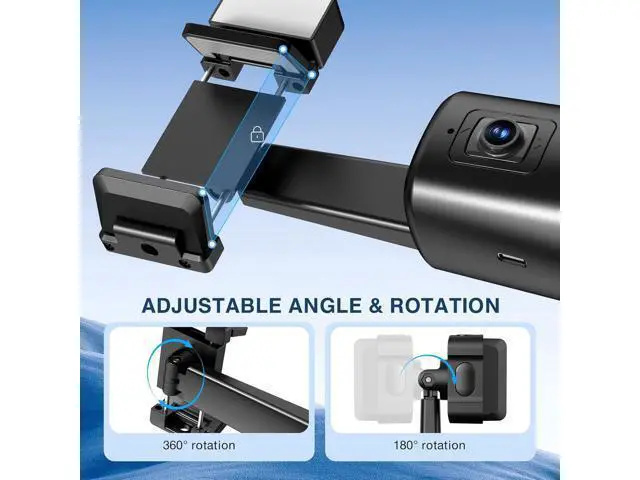 Alt view image 4 of 7 - Automatic Face Tracking Tripod 360° Rotating Smartphone Photo and Video Kit Mount, No App Required, Camera Mount with Remote Control and Gesture Control for Live Recording on TikTok (Black) Rechargeab
