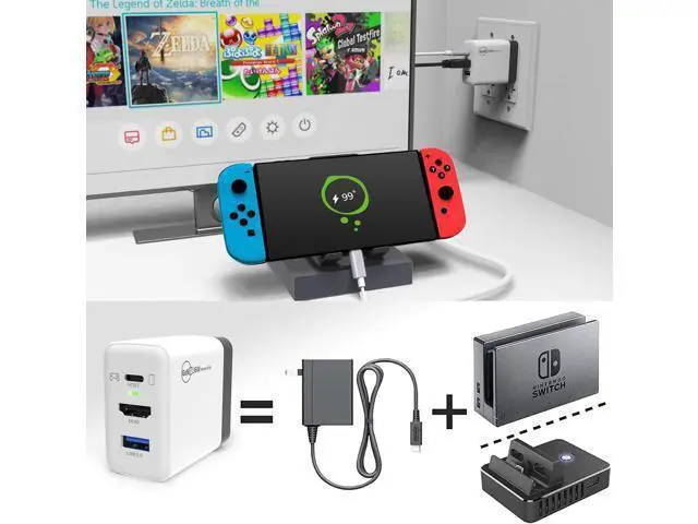 Alt view image 5 of 7 - 3-in-1 Switch TV Docking Station for Nintendo Switch Dock steam Deck Dock USB C Hub Charger Laptop Docking Station with Type C, USB A Port, 4K HDMI