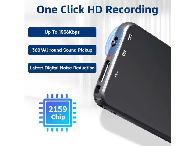 Alt view image 2 of 6 - 1536Kbps Digital Recorder with Noise Cancellation, Metal Case for Lectures and Conferences
