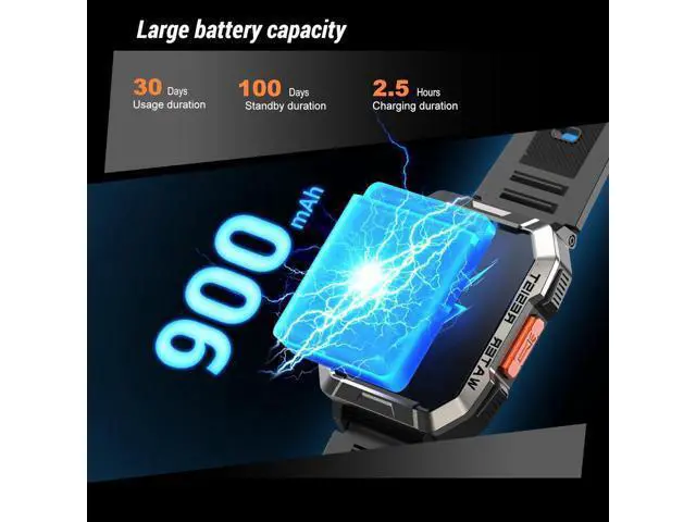 Alt view image 4 of 5 - Men's Military Smartwatch (Receive/Dial), 2.01-inch Smartwatch for Android and iPhone, Fitness Tracker with Flashlight/Compass/100 Day Battery/Heart Rate/Sleep/100+ Sport Modes (2 Bands).