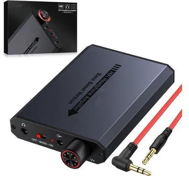 Main image of 3.5mm Headphone Amplifier with Bass Boost Portable HiFi Headphone Amplifier, 16-150 Ohm, Aluminum Brushed Finish for Mac, Mobile Phone, iPad, MP3, MP4 Computer