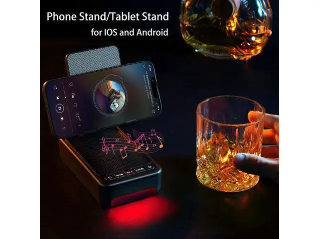 Alt view image 3 of 7 - Men's gift, a mobile phone stand with Bluetooth speaker and LED color-changing light, exclusive gift for women, for dad and husband, cool tech wireless speaker, men's birthday gift, ideal gift