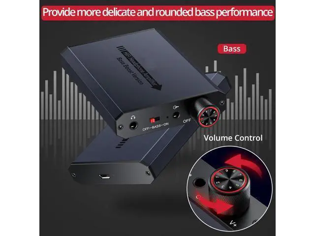 Alt view image 4 of 6 - 3.5mm Headphone Amplifier with Bass Boost Portable HiFi Headphone Amplifier, 16-150 Ohm, Aluminum Brushed Finish for Mac, Mobile Phone, iPad, MP3, MP4 Computer