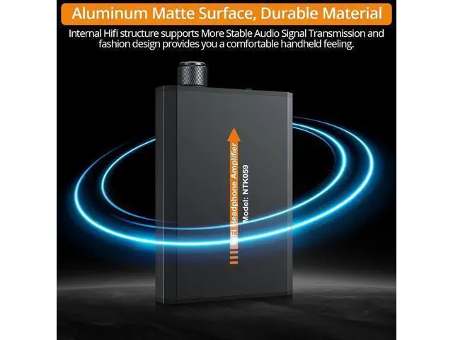 Alt view image 6 of 6 - Portable 3.5mm Headphone Amplifier Two-Stage Gain Switch, 16-300 Ohm, Aluminum Matte Finish