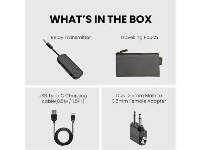 Alt view image 4 of 7 - Airplane Bluetooth 5.3 Adapter with Qualcomm aptX Adaptive, Supports 2 AirPods or Headphones, 20 Hours of Playback Time, 3.5mm AUX Wireless Audio Transmitter for Travel Flights, Airlines, Gyms