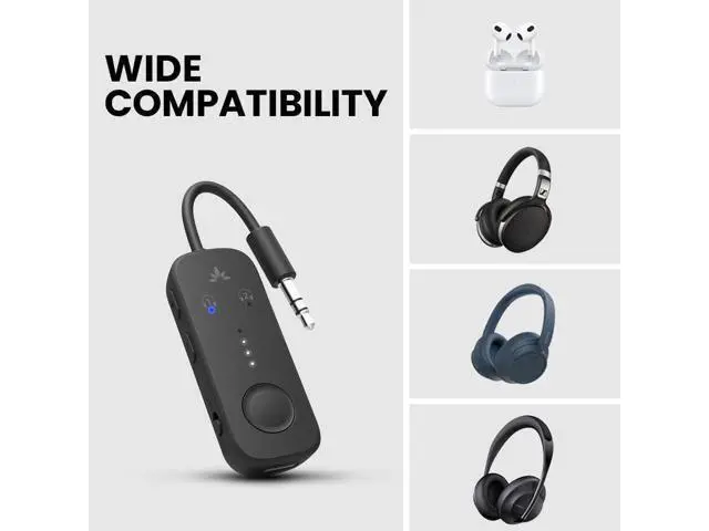 Alt view image 3 of 7 - Airplane Bluetooth 5.3 Adapter with Qualcomm aptX Adaptive, Supports 2 AirPods or Headphones, 20 Hours of Playback Time, 3.5mm AUX Wireless Audio Transmitter for Travel Flights, Airlines, Gyms