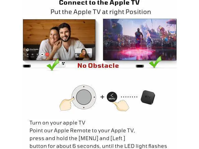 Alt view image 5 of 6 - New Universal Remote for all Apple TV Remotes, Replacement Compatible with Apple TV 4K/1st Gen 2 3 4/HD A2169 A1842 A1625 A1427 A1469 A1378 A1218 with TV Controls