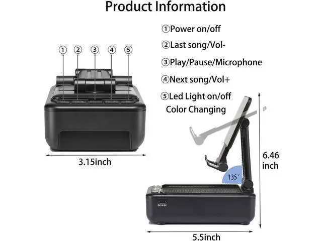 Alt view image 5 of 7 - Men's gift, a mobile phone stand with Bluetooth speaker and LED color-changing light, exclusive gift for women, for dad and husband, cool tech wireless speaker, men's birthday gift, ideal gift