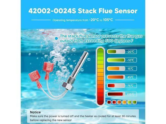Alt view image 4 of 7 - 42002-0024S Chimney Flue Sensor and 42001-0063S Upper Limit Switch Replacement for the Pentair Sta-Rite MasterTemp Max-E-Therm Pool and Spa Heater Electrical System