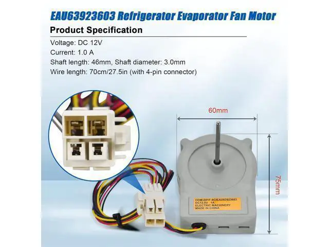 Alt view image 5 of 6 - EAU63923603 Refrigerator Evaporator Fan Motor Assembly, compatible with LG and Kenmore refrigerators, replaces EAU65058305, EAU63923606, AP6317197, PS12383671, EAP12383671, and PD00045140