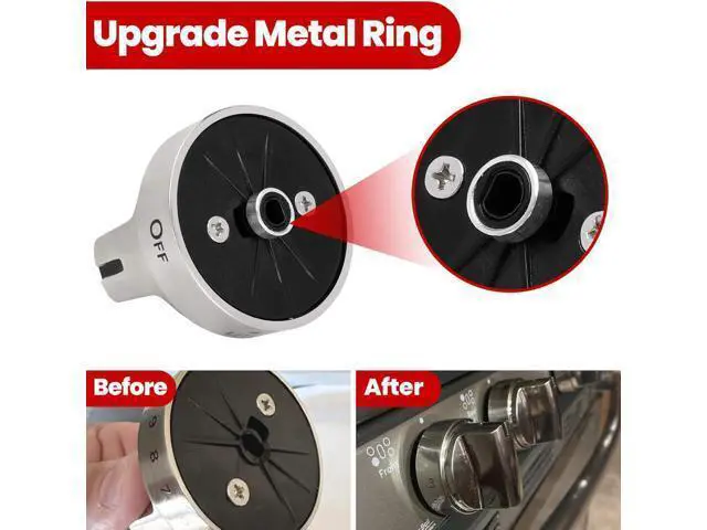 Alt view image 5 of 7 - Stainless Steel WB03X24818 Gas Stove Knob Replacement for GE Cooktops; Compatible with GE JGB6, JGB7, JGB8, and JGBS Series; Replaces AP5989029 and PS11729081; 5-Piece Set (Not Universal)