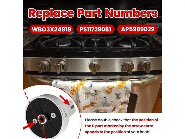 Alt view image 4 of 7 - Stainless Steel WB03X24818 Gas Stove Knob Replacement for GE Cooktops; Compatible with GE JGB6, JGB7, JGB8, and JGBS Series; Replaces AP5989029 and PS11729081; 5-Piece Set (Not Universal)