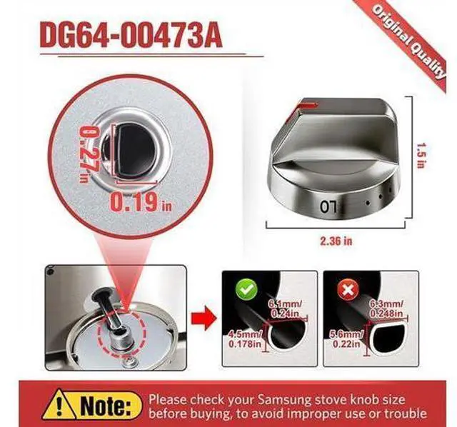 Alt view image 3 of 7 - DG64-00473A Stove Knobs, Oven Knobs, Gas Burner Control Knobs Compatible with Samsung Stove Tops (Replacement Parts for NX58H5600SS, NX58H5650WS, NX58M6850SS, NX58F5700WS, NX58J7750SS) 5-Piece Set