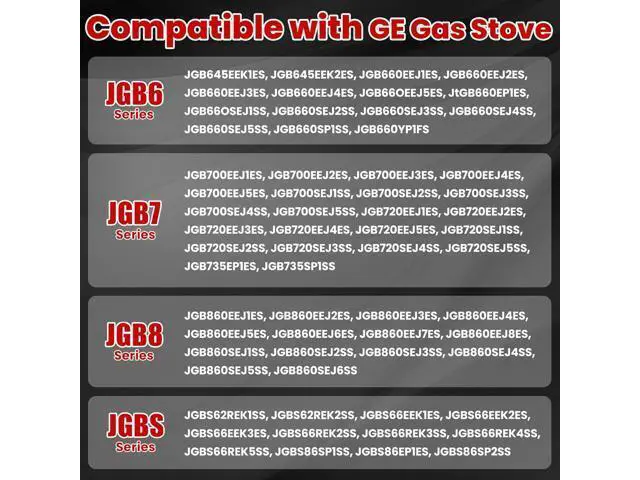 Alt view image 3 of 7 - Stainless Steel WB03X24818 Gas Stove Knob Replacement for GE Cooktops; Compatible with GE JGB6, JGB7, JGB8, and JGBS Series; Replaces AP5989029 and PS11729081; 5-Piece Set (Not Universal)
