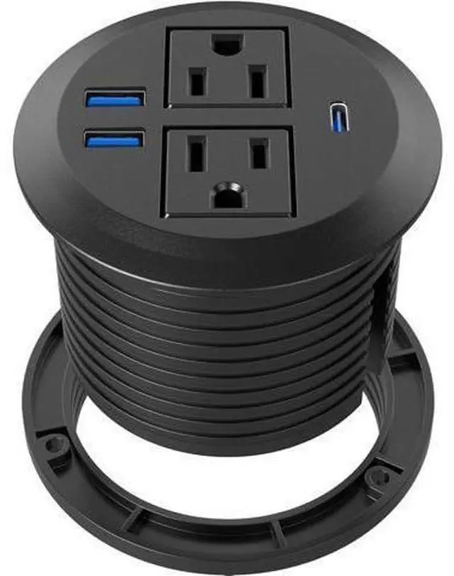Main image of Embedded Power Eye-Protection Strip with AC Power Outlet and 20W Fast-Charging USB-C PortDesktop-Mounted, Essential Office Desk Outlet, ETL Certified