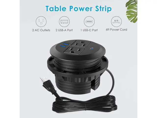 Alt view image 2 of 7 - Embedded Power Eye-Protection Strip with AC Power Outlet and 20W Fast-Charging USB-C PortDesktop-Mounted, Essential Office Desk Outlet, ETL Certified