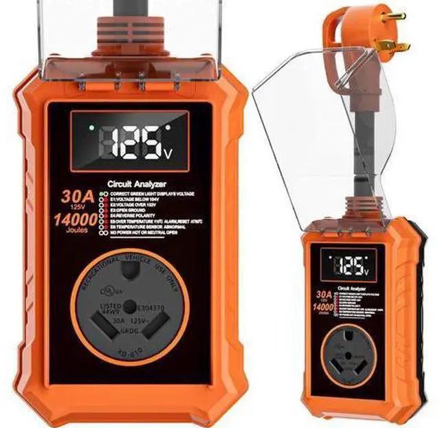 Main image of RV Surge Protector, 30 Amps, 14,000 Joules; Waterproof RV Circuit Analyzer with Smart LED Display; Surge Protector with High/Low Voltage Protection; RV Voltage Protector for RVs and Travel Trailers