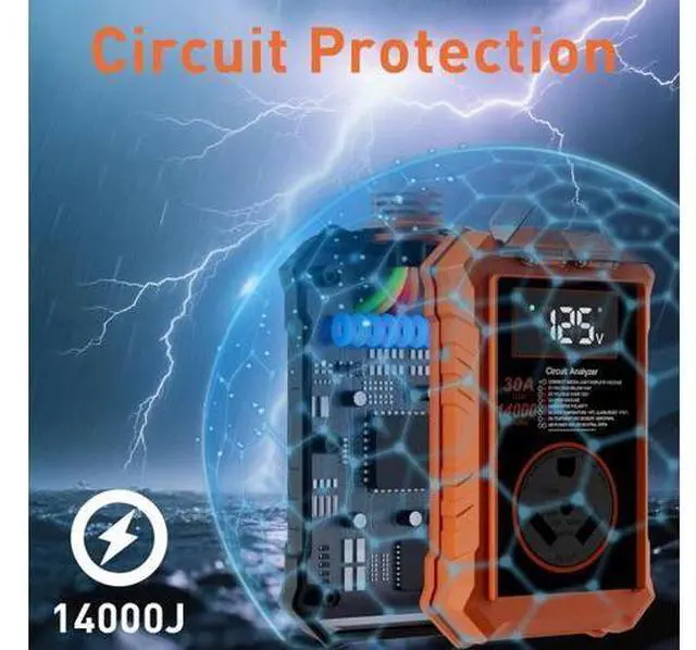 Alt view image 2 of 7 - RV Surge Protector, 30 Amps, 14,000 Joules; Waterproof RV Circuit Analyzer with Smart LED Display; Surge Protector with High/Low Voltage Protection; RV Voltage Protector for RVs and Travel Trailers
