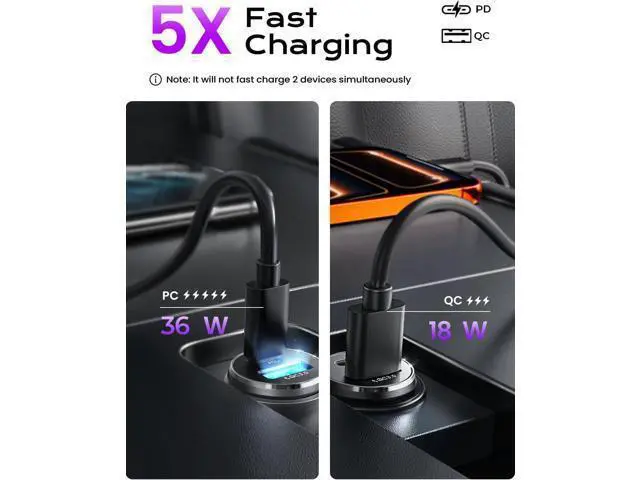 Alt view image 7 of 7 - 54W Car mobile phone charger USBC, cigarette adapter, iPhone auto accessories, USB-C car charger adapter USB-C Type C 12v, suitable for iPhone 17 Pro Max 16 15 14 13 12 Samsung Google iPad Andorid