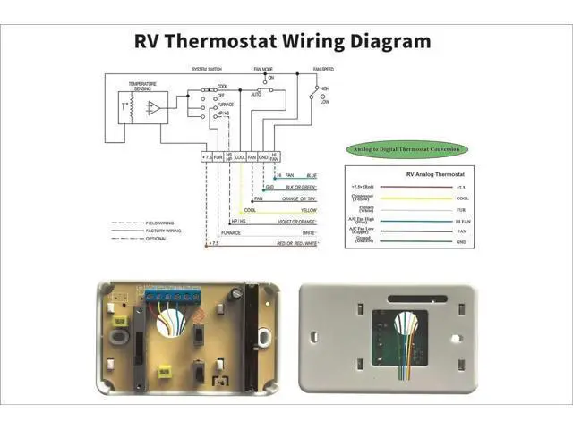 Alt view image 4 of 7 - RV Thermostat, RV Analog Thermostat Replacement for Dometic (Cooling/Furnace Only) 3106995.032,12 VDC (White)