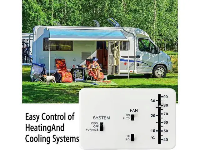 Alt view image 5 of 7 - RV Thermostat, RV Analog Thermostat Replacement for Dometic (Cooling/Furnace Only) 3106995.032,12 VDC (White)