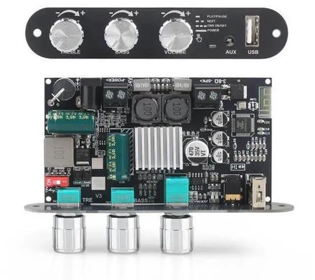 Main image of ZK-1001U Mono Amplifier Board with TWS, 100W Power Output, Car Amplifier Wide Voltage Input 9-24V, Support USB/AUX/Bluetooth, Black