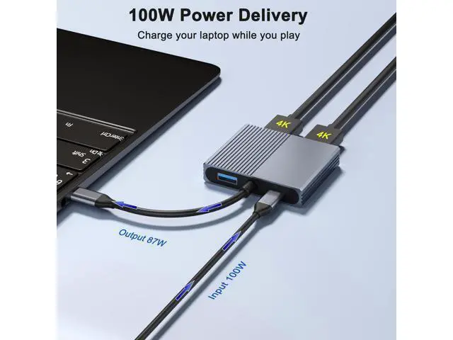 Alt view image 5 of 7 - Laptop Docking Station Dual Monitor, USB C Docking Station for Dell/HP/Lenovo/Mac, Dual HDMI Adapter for 2 Monitors, USB Type-C Hub with USB3.0/PD, USB C to Dual HDMI Adapter