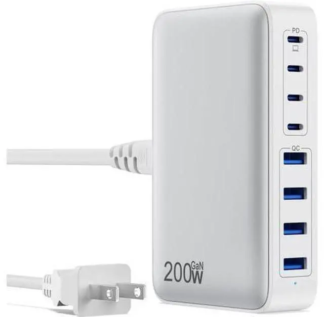 Main image of USB-C Charger 200W USB-C Charger Block, Upgraded GaN III 8-Port Fast Charging Station Hub, PD 65W Laptop Charging Adapter Compatible with MacBook Pro/Air, Dell, Steam Deck, iPhone 16/15/14, Galaxy S23
