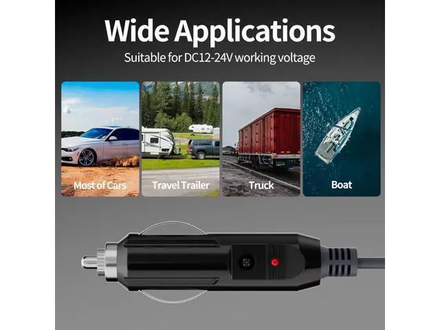 Alt view image 4 of 5 - Mini Cable Car Adapter, Mini DC Power Cord Direct to Cigarette 12V-24V Charger, 10FT/3M Mini Waterproof DC Male to Cigarette Lighter Plug and Play Power Cord