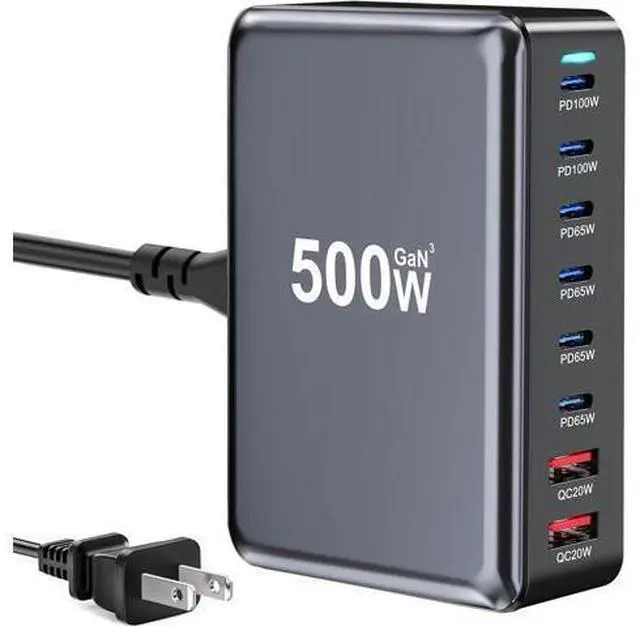 Main image of 500W USB C Fast Charger Block, 8-Port USB Charging Station, GaN III. Pro Dual 100W PD PPS Port Fast Charging Station for Multiple Devices, Laptop Wall Charger Compatible with MacBook/iPhone 16/iPad an