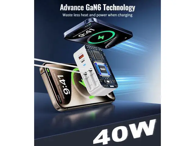 Alt view image 3 of 7 - 4-in-1 Retractable Wall Charger with Dual Cables, 40W Retractable Cell Phone Charger Wall Plug with Dual USB Ports, 20W USB C Charger Block Fast Charging for iPhone 17 16 15 14 13, LG, Galaxy S24 23,