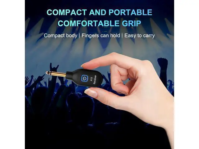 Alt view image 3 of 7 - A12 Wireless Guitar Transmitter Receiver - 2.4GHz System, 24-bit 48KHz Audio, 100-Foot Range, No Latency, Rechargeable, Easy Pairing of Electric Guitar and Bass - Black