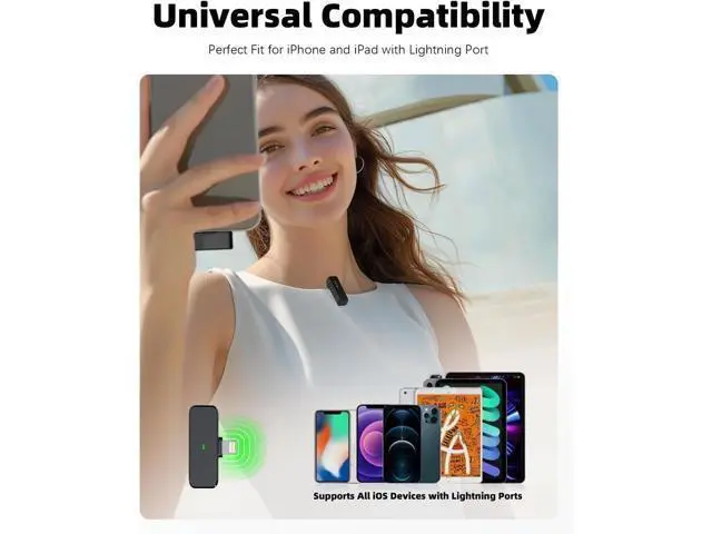Alt view image 4 of 6 - Wireless Lavalier Microphone for iPhone with Noise Cancellation, 100-Foot Transmission, 18-Hour Battery Life, Wireless Lavalier Microphone for Video Recording