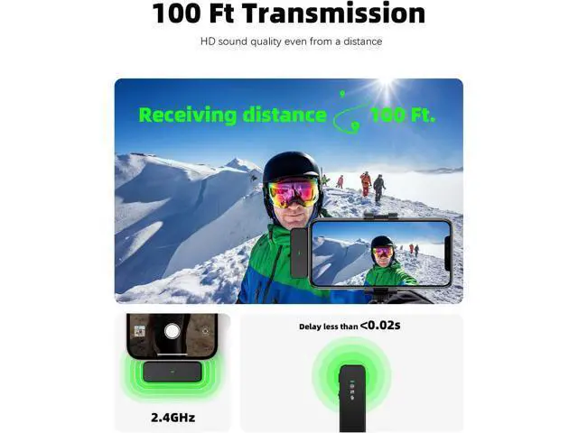 Alt view image 5 of 6 - Wireless Lavalier Microphone for iPhone with Noise Cancellation, 100-Foot Transmission, 18-Hour Battery Life, Wireless Lavalier Microphone for Video Recording
