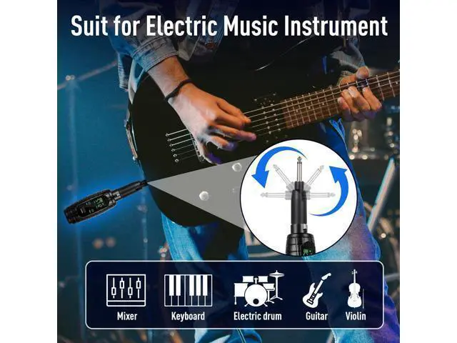 Alt view image 6 of 6 - UHF Wireless Microphone System, Transmitter and Receiver XLR Adapter for Dynamic Microphones, Guitars, Mixers, PA Systems, 16 Adjustable Frequencies, USB Rechargeable, 250ft Range