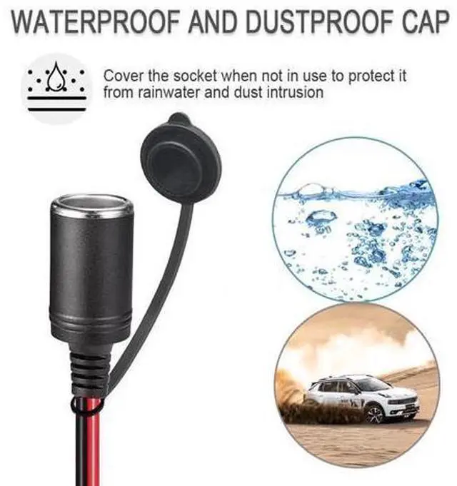 Main image of 7-Way Power Access, 7-Pin Trailer Plug to Motorcycle Female Cigarette Lighter Receptacle 12V Power 12AWG 7-Pole Trailer Plug to Car and Motorcycle Battery Charger Cables RV Truck Trailer (2FT)