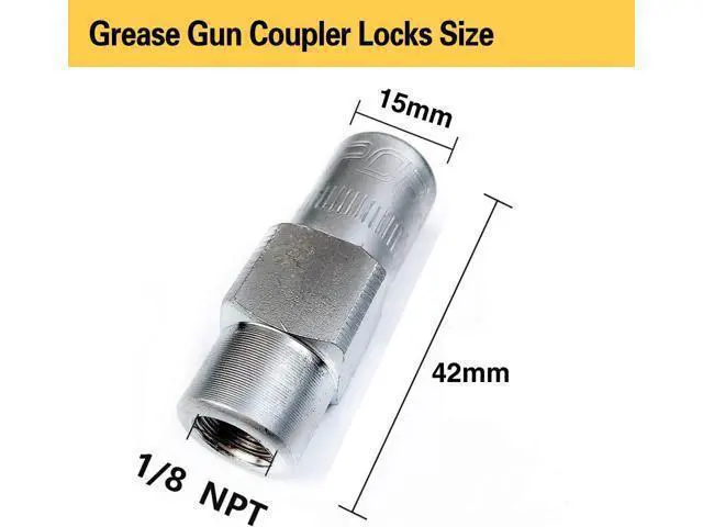 Alt view image 3 of 6 - Grease gun connectors, grease gun heads, heavy-duty grease connectors for handheld and most pneumatic grease guns, standard nozzles, NPT, 1/8 inch, 6 assemblies