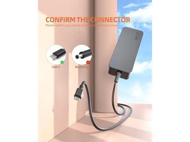 Alt view image 3 of 7 - 65W USB C Charger Compatible with LG Gram Laptops - PD Fast Charging, Indicator Light, Extra Long Power Cord, UL Listed AC Adapter