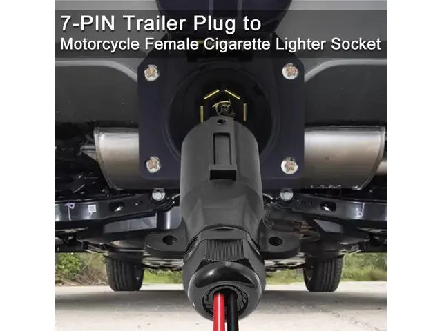Alt view image 4 of 5 - 7-Way Power Access, 7-Pin Trailer Plug to Motorcycle Female Cigarette Lighter Receptacle 12V Power 12AWG 7-Pole Trailer Plug to Car and Motorcycle Battery Charger Cables RV Truck Trailer (2FT)