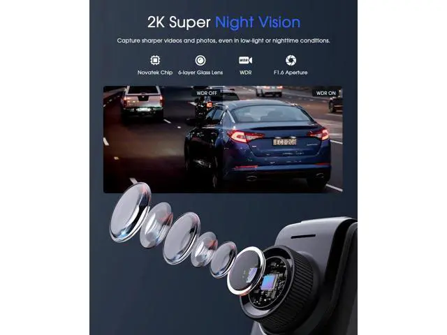 Alt view image 5 of 7 - CarLog WiFi 2K, Car Camera with APP, External GPS, 1.5-inch IPS Screen, Front CarLog, Mini CarLog, WDR Night Vision, 24-Hour Parking Monitor, Loop Recording, Gravity Sensor