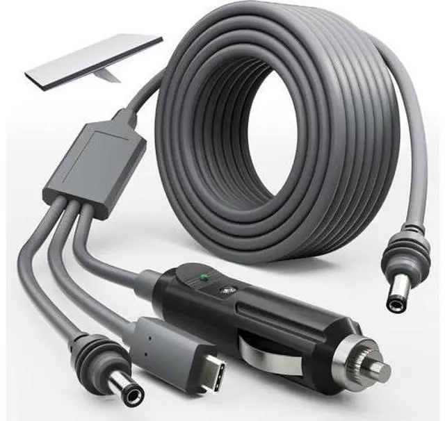 Main image of 32.8ft Mini 3-in-1 DC Power Cord, 100W+ USB C 12-24V Cigarette Lighter Plug and DC Male Power Cord for Mini, Plug and Play Mini Accessories 10M