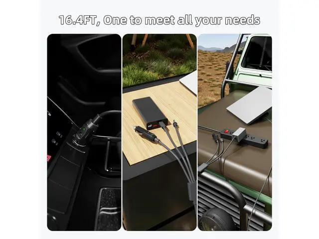 Alt view image 4 of 6 - 32.8ft Mini 3-in-1 DC Power Cord, 100W+ USB C 12-24V Cigarette Lighter Plug and DC Male Power Cord for Mini, Plug and Play Mini Accessories 10M