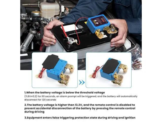 Alt view image 4 of 7 - 250A 12V Remote Battery Disconnect Switch, Upgraded Smart Voltage Cut-Off Switch with LED Voltage Display, Anti-Theft Security Switch for Car, Truck, and RV Batteries (Vertical or Horizontal Installat