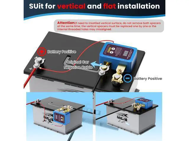 Alt view image 3 of 7 - 250A 12V Remote Battery Disconnect Switch, Upgraded Smart Voltage Cut-Off Switch with LED Voltage Display, Anti-Theft Security Switch for Car, Truck, and RV Batteries (Vertical or Horizontal Installat