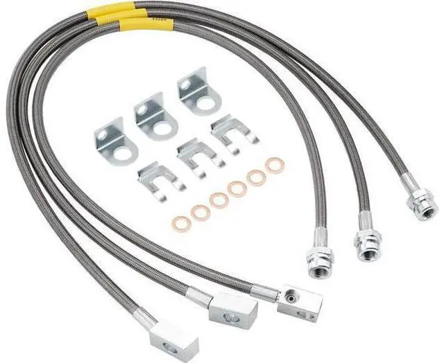 Main image of 89715 Stainless Steel Brake Lines, Front and Rear Extended Brake Lines (89702 and 89703), for 4- to 6-inch lifts, compatible with 19872006 4WD Jeep Wrangler TJ, YJ, and XJ models, and 19842001 2WD/4